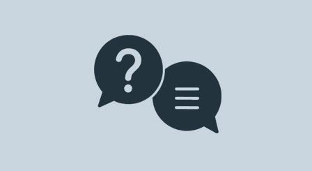 Illustration med två pratbubblor, en med ett frågetecken och en med tre sträck.